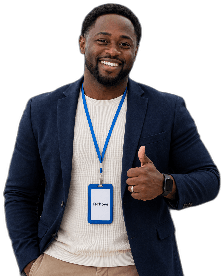 Techpye volunteer giving a thumbs up